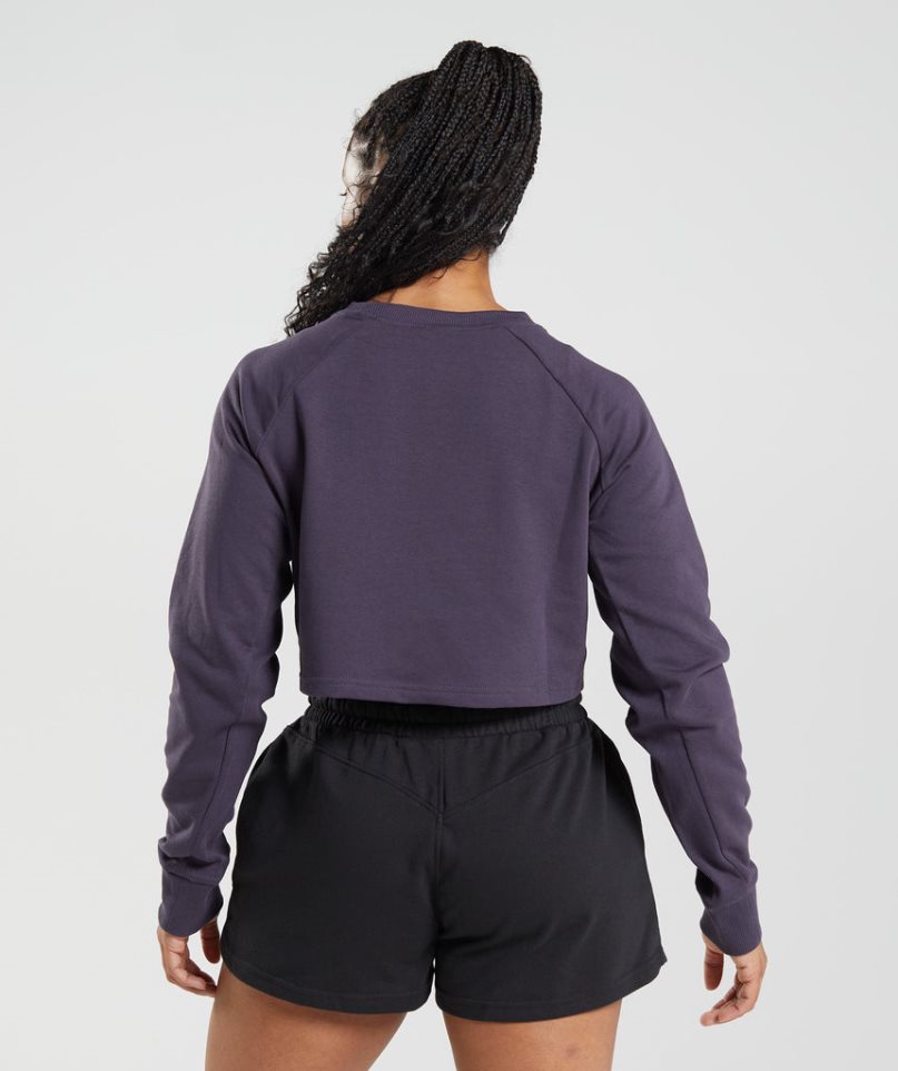 Women's Gymshark Legacy Cropped Sweatshirts Purple | CA AD6N30